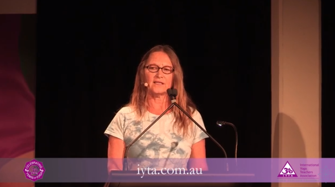 Selection_187 Mugs presents her book Letters from the Yoga Masters at the IYTA Conference in Australia in 2017.