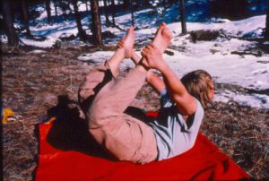 Dhanurasana, the Bow Pose on the hiking trail. Dhanurasana, the Bow Pose on the hiking trail.