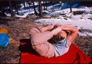 Poorna Dhanurasana, the Full Bow Pose on the hiking trail Poorna Dhanurasana, the Full Bow Pose on the hiking trail