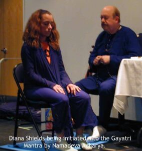 Diana Shields Gayatri Gayatri initiation with Namadeva Acharaya (Thomas Ashley Farrand)